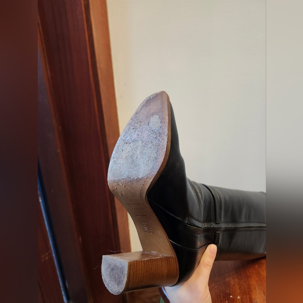 Sezane black high heeled knee high leather boots, sz EU 38 / US 7 - Picture 4 of 8